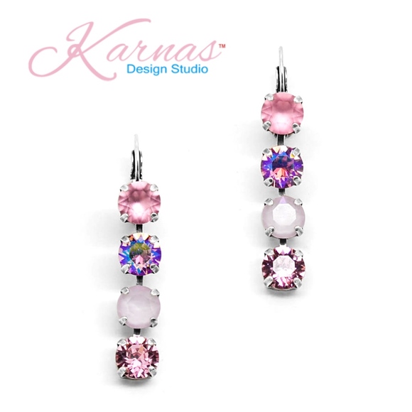 I'M BLUSHING 8mm Earrings Swarovski Crystal KDS - Picture 2 of 3